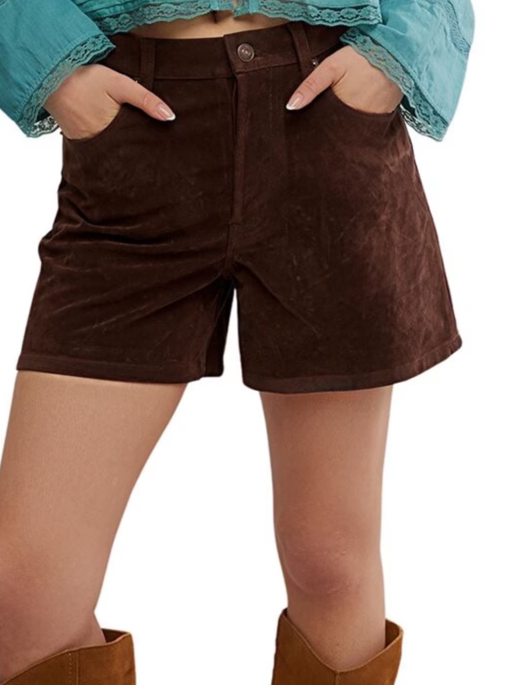 NWT FP We the Free Tippi Vegan Suede Shorts In Chicory Coffee Size 27